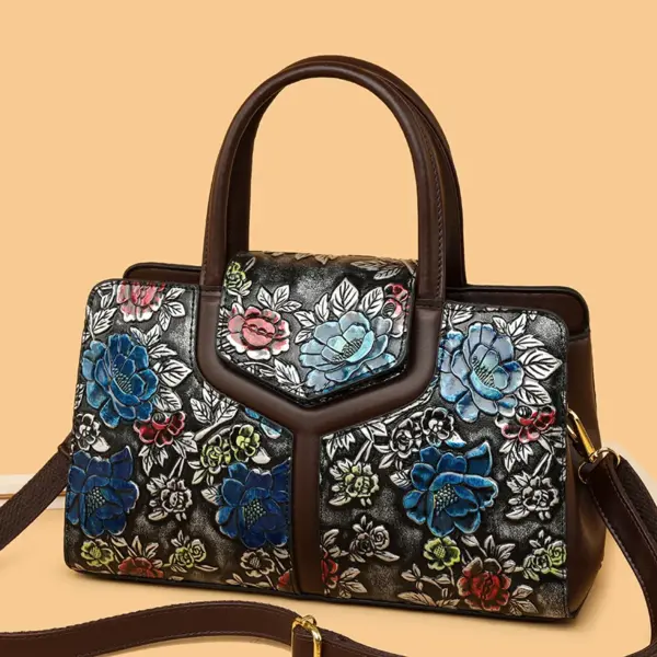 Vintage style flower embossed design handbag - Image 13