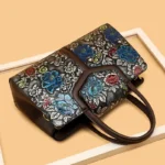 Vintage style flower embossed design handbag - Image 14