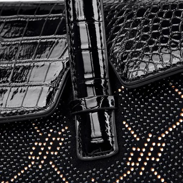 Elegant crocodile embossed bright leather handbag - Image 13