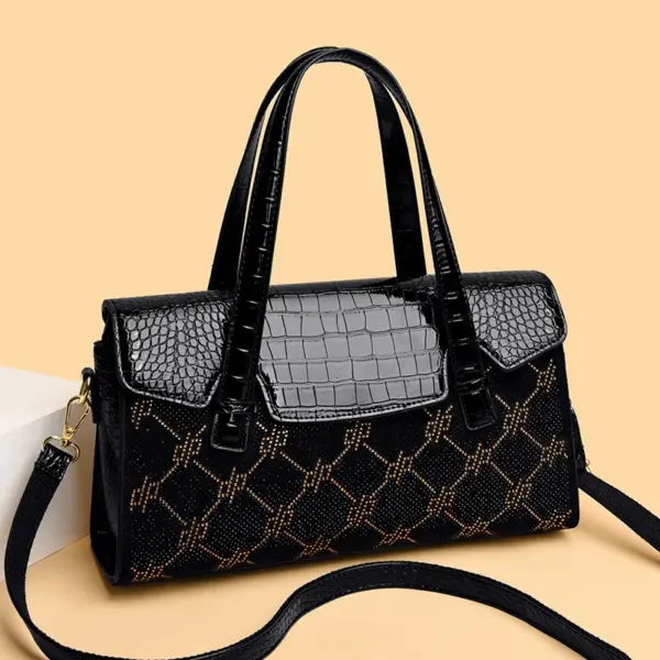 Elegant crocodile embossed bright leather handbag - Image 10
