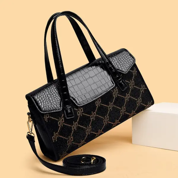 Elegant crocodile embossed bright leather handbag - Image 9