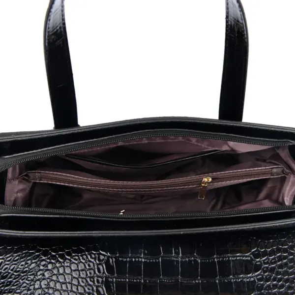 Elegant crocodile embossed bright leather handbag - Image 12