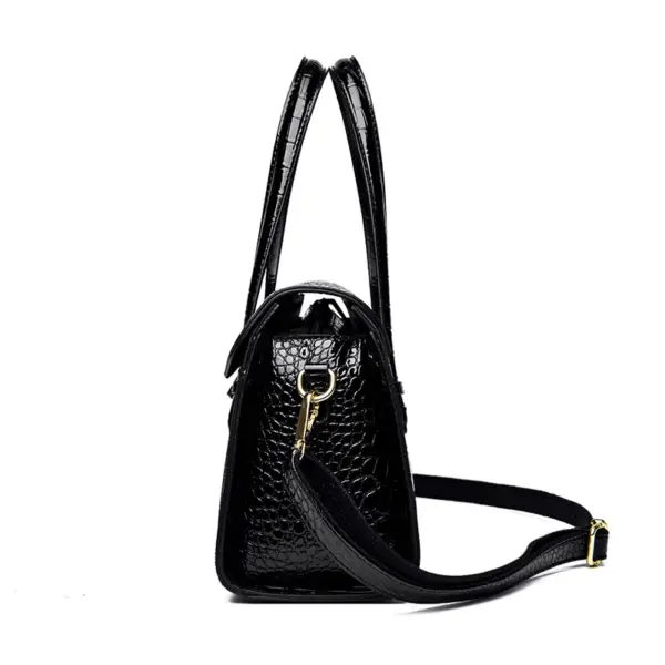 Elegant crocodile embossed bright leather handbag - Image 5