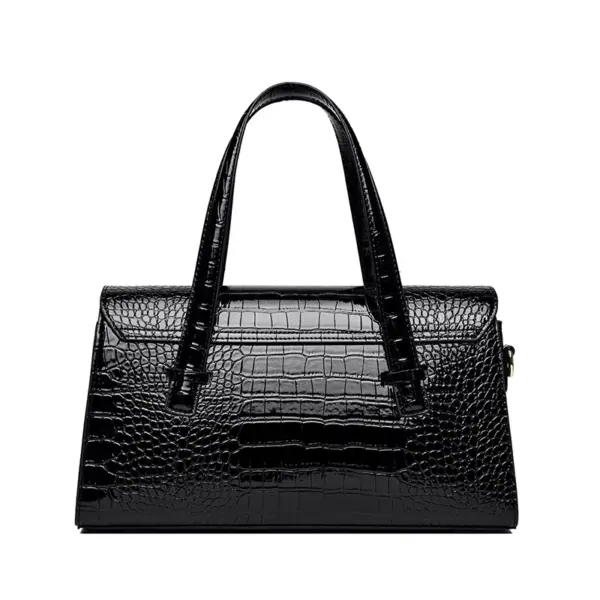 Elegant crocodile embossed bright leather handbag - Image 4