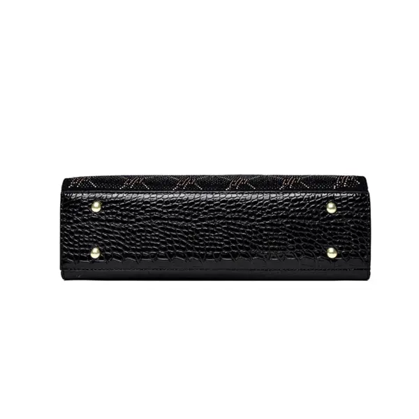 Elegant crocodile embossed bright leather handbag - Image 2