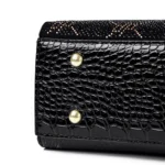 Elegant crocodile embossed bright leather handbag - Image 14