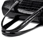Elegant crocodile embossed bright leather handbag - Image 16
