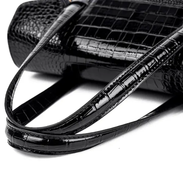 Elegant crocodile embossed bright leather handbag - Image 16