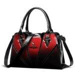 Splicing design bright leather women handbag - Image 2