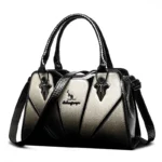 Splicing design bright leather women handbag - Image 3