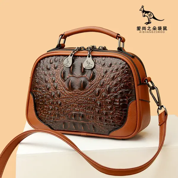 Croc embossed vintage square handbag - Image 14