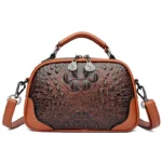 Croc embossed vintage square handbag
