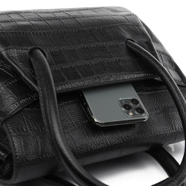 Crocodile embossed pattern elegant tote bag - Image 9