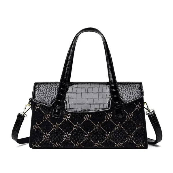 Elegant crocodile embossed bright leather handbag