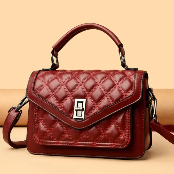 Elegant lattice vegan leather women handbag - Image 15