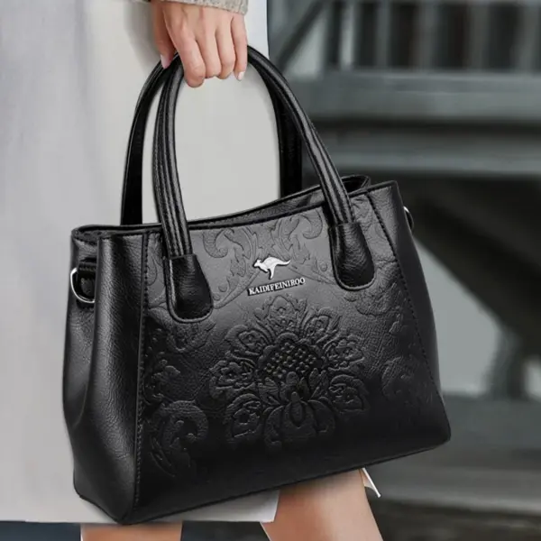 Flower embossed design shoulder tote bag - Image 15