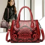 Flower embossed design shoulder tote bag - Image 16