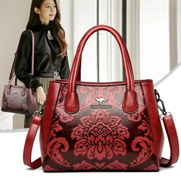 Flower embossed design shoulder tote bag - Image 16