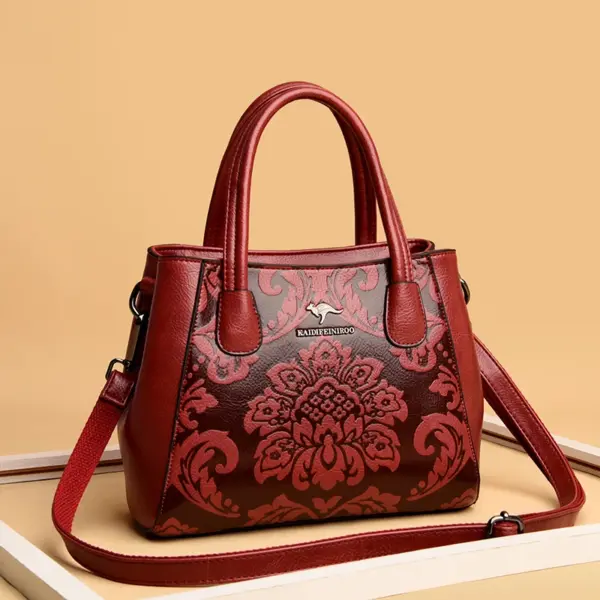 Flower embossed design shoulder tote bag - Image 6