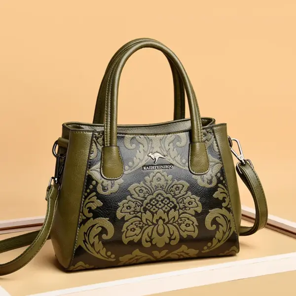 Flower embossed design shoulder tote bag - Image 7