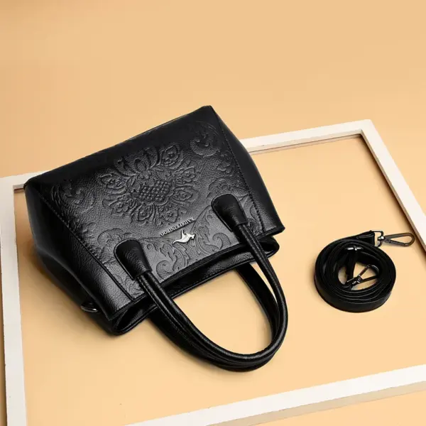 Flower embossed design shoulder tote bag - Image 9