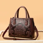 Flower embossed design shoulder tote bag - Image 10