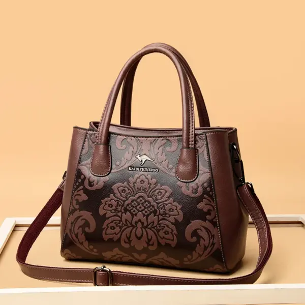 Flower embossed design shoulder tote bag - Image 10
