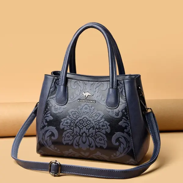 Flower embossed design shoulder tote bag - Image 11
