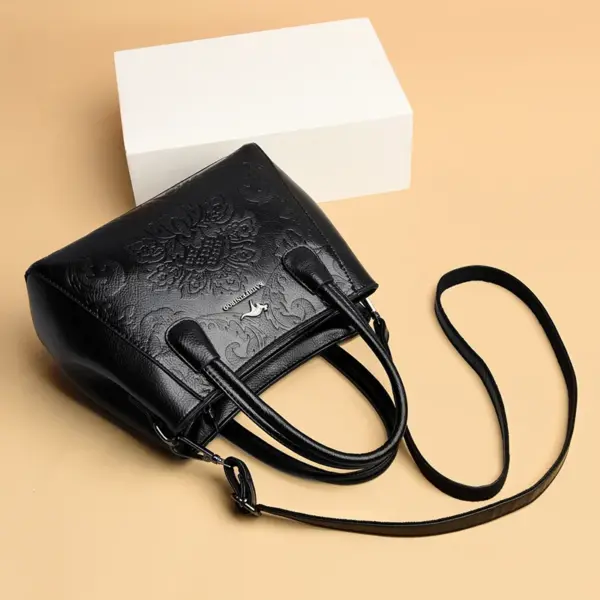 Flower embossed design shoulder tote bag - Image 12