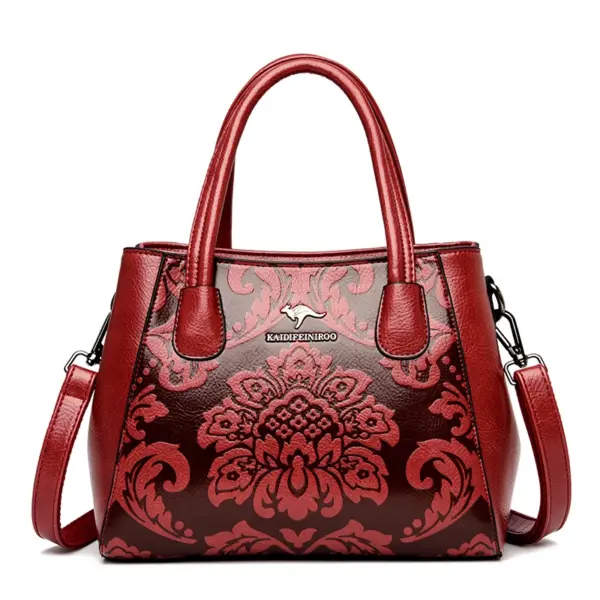 Flower embossed design shoulder tote bag