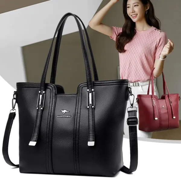 Large capacity soft leather commuter tote bag - Image 13