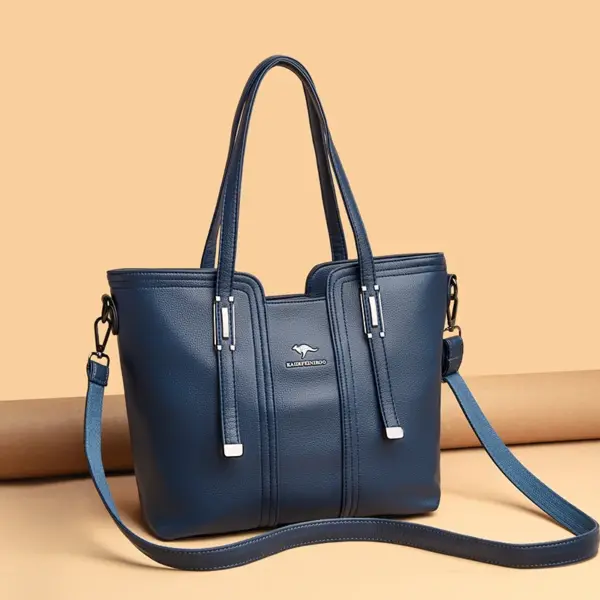 Large capacity soft leather commuter tote bag - Image 9