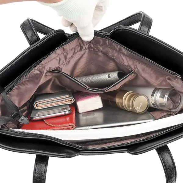 Large capacity soft leather commuter tote bag - Image 12