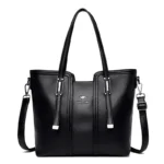 Large capacity soft leather commuter tote bag