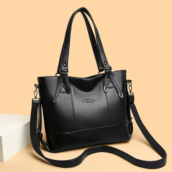 Large capacity soft vegan leather tote bag - Image 14