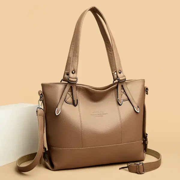 Large capacity soft vegan leather tote bag - Image 15