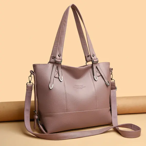 Large capacity soft vegan leather tote bag - Image 16