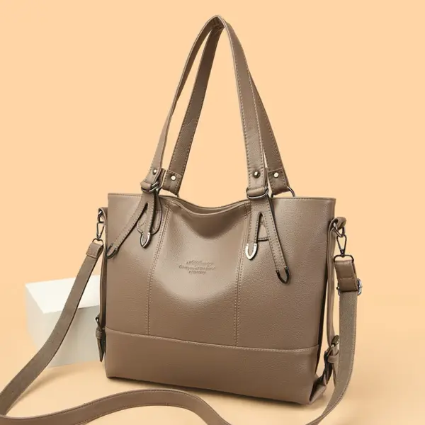 Large capacity soft vegan leather tote bag - Image 19