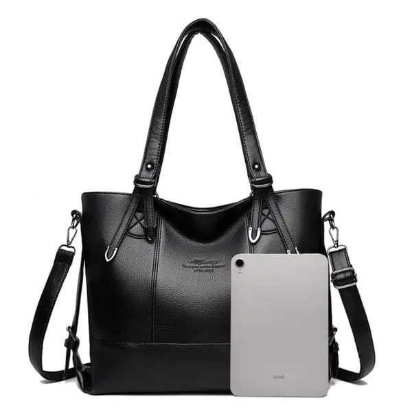 Large capacity soft vegan leather tote bag - Image 2