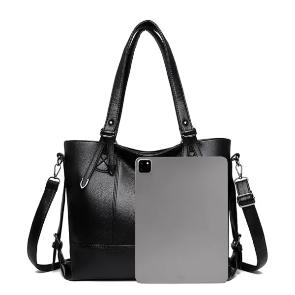 Large capacity soft vegan leather tote bag - Image 3