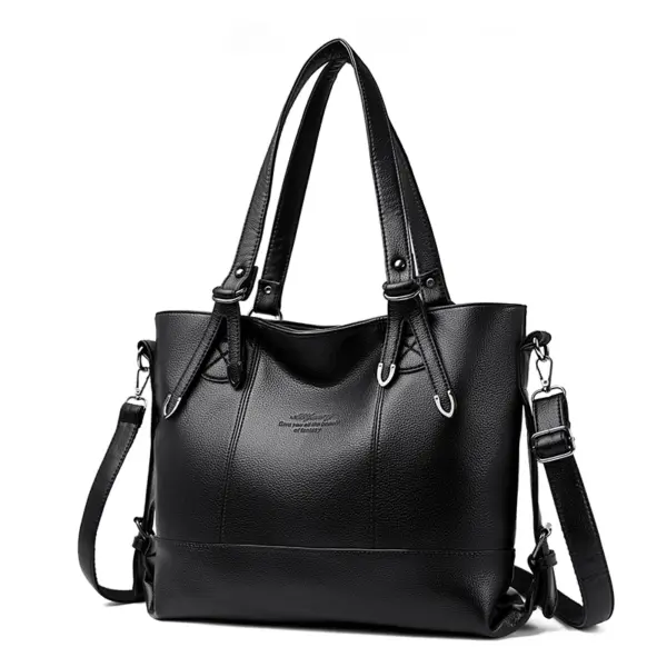 Large capacity soft vegan leather tote bag - Image 4