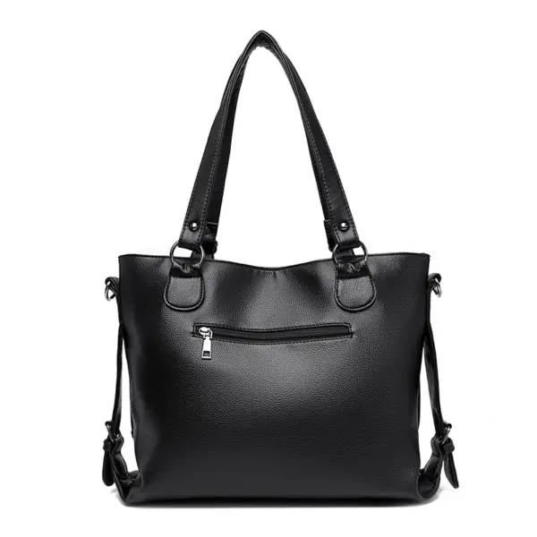 Large capacity soft vegan leather tote bag - Image 6