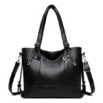 Large capacity soft vegan leather tote bag