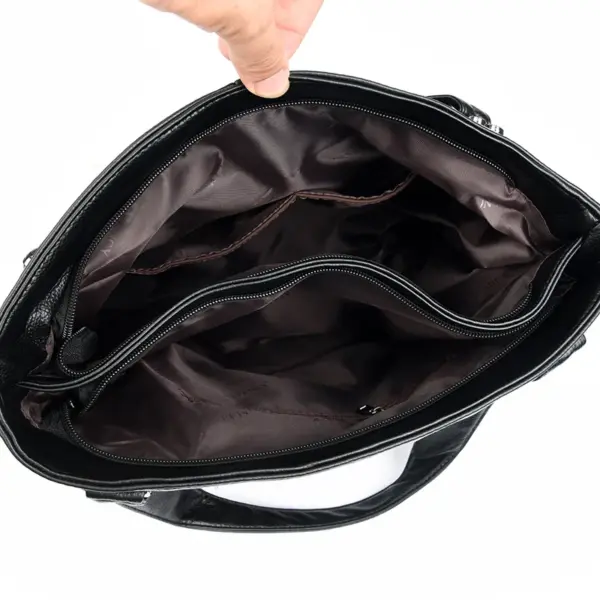 Luxury large  capacity soft leather shoulder tote bag - Image 9