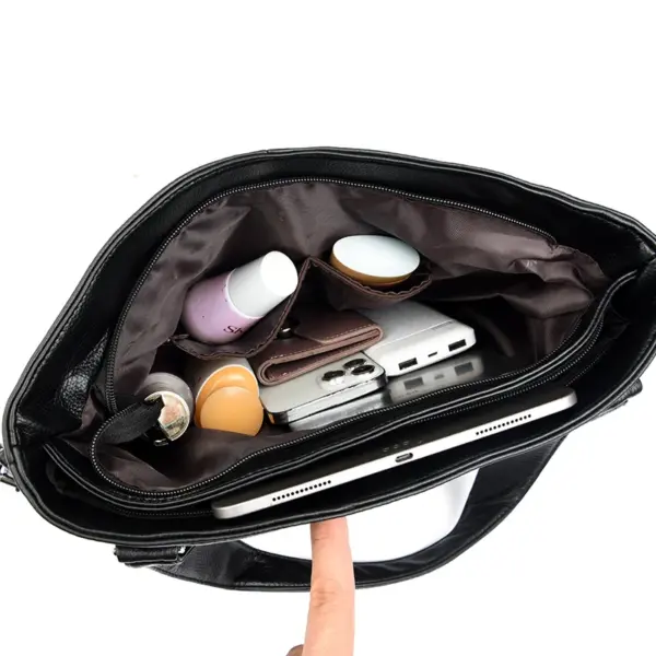Luxury large  capacity soft leather shoulder tote bag - Image 8