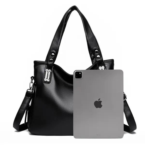 Luxury large  capacity soft leather shoulder tote bag - Image 2