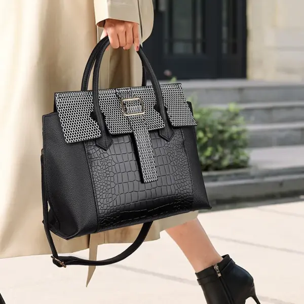 Luxury snakeskin pattern large capacity tote bag - Image 3