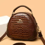 Round pattern bright leather handbag - Image 2