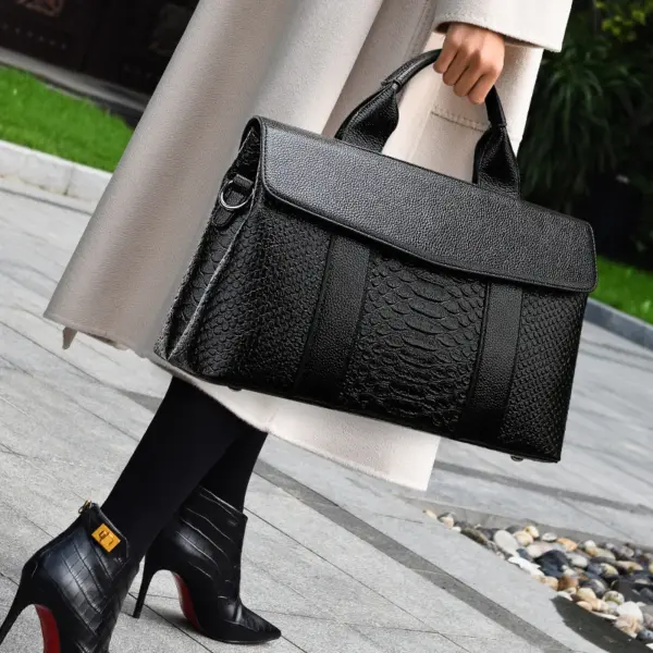 Snakeskin Decor Luxury Commuter Bag - Image 3