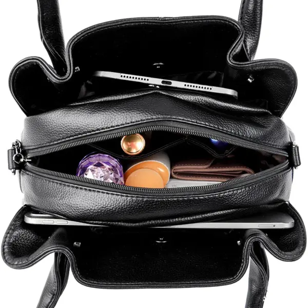 Soft leather elegant fashion shoulder tote bag - Image 17